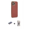 MARSİLYAN™- iPhone 13 Pro Max Kılıf Yankı Serisi - Siyah Bilvis 3D Cam Ekran Koruyucu + Renkli Kamera Lens Koruma Cam - TU