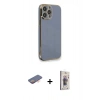 MARSİLYAN™- iPhone 13 Pro Max Kılıf Yankı Serisi - Siyah Bilvis 3D Cam Ekran Koruyucu + Renkli Kamera Lens Koruma Cam - TU