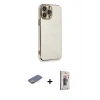 MARSİLYAN™- iPhone 13 Pro Max Kılıf Yankı Serisi - Siyah Bilvis 3D Cam Ekran Koruyucu + Renkli Kamera Lens Koruma Cam - SI