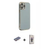 MARSİLYAN™- iPhone 13 Pro Max Kılıf Yankı Serisi - Siyah Bilvis 3D Cam Ekran Koruyucu + Renkli Kamera Lens Koruma Cam - TU