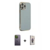 MARSİLYAN™- iPhone 13 Pro Max Kılıf Yankı Serisi - Siyah Bilvis 3D Cam Ekran Koruyucu + Neon Fosforlu Kamera Lens - YL