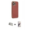 MARSİLYAN™- iPhone 13 Pro Max Kılıf Yankı Serisi - Siyah Bilvis 3D Mat Cam Ekran Koruyucu + Beyaz Rainbow Kamera Lens Koruma Cam