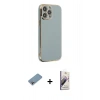 MARSİLYAN™- iPhone 13 Pro Max Kılıf Yankı Serisi - Siyah Bilvis 3D Mat Cam Ekran Koruyucu + Shine Kamera Lens Koruma Cam - GI