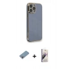 MARSİLYAN™- iPhone 13 Pro Max Kılıf Yankı Serisi - Siyah Bilvis 3D Mat Cam Ekran Koruyucu + Shine Kamera Lens Koruma Cam - GI