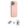 MARSİLYAN™- iPhone 13 Pro Max Kılıf Yankı Serisi - Siyah Bilvis 3D Mat Cam Ekran Koruyucu + Shine Kamera Lens Koruma Cam - GI