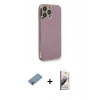 MARSİLYAN™- iPhone 13 Pro Max Kılıf Yankı Serisi - Siyah Bilvis 3D Mat Cam Ekran Koruyucu + Shine Kamera Lens Koruma Cam - GI