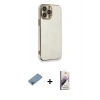 MARSİLYAN™- iPhone 13 Pro Max Kılıf Yankı Serisi - Siyah Bilvis 3D Mat Cam Ekran Koruyucu + Shine Kamera Lens Koruma Cam - GI