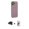 MARSİLYAN™- iPhone 13 Pro Max Kılıf Yankı Serisi - Siyah Bilvis 3D Mat Cam Ekran Koruyucu + Gold Raze Metal Kamera Lens
