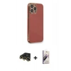 MARSİLYAN™- iPhone 13 Pro Max Kılıf Yankı Serisi - Siyah Bilvis 3D Mat Cam Ekran Koruyucu + Gold Raze Metal Kamera Lens