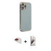 MARSİLYAN™- iPhone 13 Pro Max Kılıf Yankı Serisi - Siyah Bilvis 3D Mat Cam Ekran Koruyucu + Kırmızı Pers Alüminyum Kamera Lens