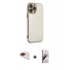 MARSİLYAN™- iPhone 13 Pro Max Kılıf Yankı Serisi - Siyah Bilvis 3D Mat Cam Ekran Koruyucu + Kırmızı Pers Alüminyum Kamera Lens
