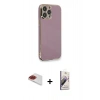 MARSİLYAN™- iPhone 13 Pro Max Kılıf Yankı Serisi - Siyah Bilvis 3D Mat Cam Ekran Koruyucu + Kırmızı Pers Alüminyum Kamera Lens