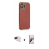 MARSİLYAN™- iPhone 13 Pro Max Kılıf Yankı Serisi - Siyah Bilvis 3D Mat Cam Ekran Koruyucu + Kırmızı Pers Alüminyum Kamera Lens