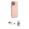 MARSİLYAN™- iPhone 13 Pro Max Kılıf Yankı Serisi - Siyah Bilvis 3D Mat Cam Ekran Koruyucu + Kırmızı Pers Alüminyum Kamera Lens