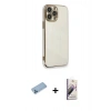 MARSİLYAN™- iPhone 13 Pro Max Kılıf Yankı Serisi - Siyah Bilvis 3D Mat Cam Ekran Koruyucu + Shine Kamera Lens Koruma Cam - MI