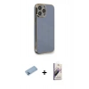 MARSİLYAN™- iPhone 13 Pro Max Kılıf Yankı Serisi - Siyah Bilvis 3D Mat Cam Ekran Koruyucu + Shine Kamera Lens Koruma Cam - MI