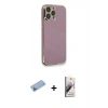 MARSİLYAN™- iPhone 13 Pro Max Kılıf Yankı Serisi - Siyah Bilvis 3D Mat Cam Ekran Koruyucu + Shine Kamera Lens Koruma Cam - MI
