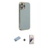 MARSİLYAN™- iPhone 13 Pro Max Kılıf Yankı Serisi - Siyah Bilvis 3D Mat Cam Ekran Koruyucu + Shine Kamera Lens Koruma Cam - MI