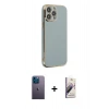MARSİLYAN™- iPhone 13 Pro Max Kılıf Yankı Serisi - Siyah Bilvis 3D Mat Cam Ekran Koruyucu + Neon Fosforlu Kamera Lens - MI