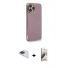 MARSİLYAN™- iPhone 13 Pro Max Kılıf Yankı Serisi - Siyah Bilvis 3D Mat Cam Ekran Koruyucu + Pers Alüminyum Kamera Lens - LT