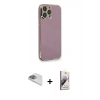 MARSİLYAN™- iPhone 13 Pro Max Kılıf Yankı Serisi - Siyah Bilvis 3D Mat Cam Ekran Koruyucu + Pers Alüminyum Kamera Lens - SABE