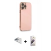 MARSİLYAN™- iPhone 13 Pro Max Kılıf Yankı Serisi - Siyah Bilvis 3D Mat Cam Ekran Koruyucu + Pers Alüminyum Kamera Lens - SABE