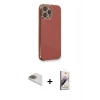 MARSİLYAN™- iPhone 13 Pro Max Kılıf Yankı Serisi - Siyah Bilvis 3D Mat Cam Ekran Koruyucu + Pers Alüminyum Kamera Lens - GD