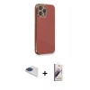 MARSİLYAN™- iPhone 13 Pro Max Kılıf Yankı Serisi - Siyah Bilvis 3D Mat Cam Ekran Koruyucu + Pers Alüminyum Kamera Lens - LT