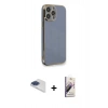 MARSİLYAN™- iPhone 13 Pro Max Kılıf Yankı Serisi - Siyah Bilvis 3D Mat Cam Ekran Koruyucu + Pers Alüminyum Kamera Lens - LT