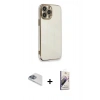 MARSİLYAN™- iPhone 13 Pro Max Kılıf Yankı Serisi - Siyah Bilvis 3D Mat Cam Ekran Koruyucu + Pers Alüminyum Kamera Lens - SABE