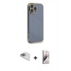MARSİLYAN™- iPhone 13 Pro Max Kılıf Yankı Serisi - Siyah Bilvis 3D Mat Cam Ekran Koruyucu + Pers Alüminyum Kamera Lens - SABE