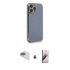 MARSİLYAN™- iPhone 13 Pro Max Kılıf Yankı Serisi - Siyah Bilvis 3D Mat Cam Ekran Koruyucu + Pers Alüminyum Kamera Lens - GD