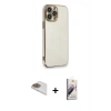 MARSİLYAN™- iPhone 13 Pro Max Kılıf Yankı Serisi - Siyah Bilvis 3D Mat Cam Ekran Koruyucu + Pers Alüminyum Kamera Lens - GD