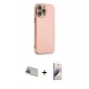 MARSİLYAN™- iPhone 13 Pro Max Kılıf Yankı Serisi - Siyah Bilvis 3D Mat Cam Ekran Koruyucu + Rainbow Kamera Lens Koruma Cam - MR