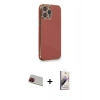 MARSİLYAN™- iPhone 13 Pro Max Kılıf Yankı Serisi - Siyah Bilvis 3D Mat Cam Ekran Koruyucu + Rainbow Kamera Lens Koruma Cam - KI