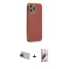 MARSİLYAN™- iPhone 13 Pro Max Kılıf Yankı Serisi - Siyah Bilvis 3D Mat Cam Ekran Koruyucu + Rainbow Kamera Lens Koruma Cam - MI