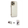 MARSİLYAN™- iPhone 13 Pro Max Kılıf Yankı Serisi - Siyah Bilvis 3D Mat Cam Ekran Koruyucu + Rainbow Kamera Lens Koruma Cam - KI