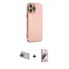 MARSİLYAN™- iPhone 13 Pro Max Kılıf Yankı Serisi - Siyah Bilvis 3D Mat Cam Ekran Koruyucu + Rainbow Kamera Lens Koruma Cam - MI