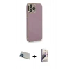 MARSİLYAN™- iPhone 13 Pro Max Kılıf Yankı Serisi - Siyah Bilvis 3D Mat Cam Ekran Koruyucu + Rainbow Kamera Lens Koruma Cam - MI