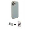 MARSİLYAN™- iPhone 13 Pro Max Kılıf Yankı Serisi - Siyah Bilvis 3D Mat Cam Ekran Koruyucu + Rainbow Kamera Lens Koruma Cam - MI