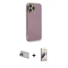 MARSİLYAN™- iPhone 13 Pro Max Kılıf Yankı Serisi - Siyah Bilvis 3D Mat Cam Ekran Koruyucu + Rainbow Kamera Lens Koruma Cam - MR