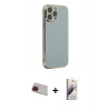 MARSİLYAN™- iPhone 13 Pro Max Kılıf Yankı Serisi - Siyah Bilvis 3D Mat Cam Ekran Koruyucu + Rainbow Kamera Lens Koruma Cam - KI