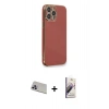 MARSİLYAN™- iPhone 13 Pro Max Kılıf Yankı Serisi - Siyah Bilvis 3D Mat Cam Ekran Koruyucu + Rainbow Kamera Lens Koruma Cam - MR