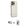 MARSİLYAN™- iPhone 13 Pro Max Kılıf Yankı Serisi - Siyah Bilvis 3D Mat Cam Ekran Koruyucu + Rainbow Kamera Lens Koruma Cam - MI