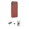 MARSİLYAN™- iPhone 13 Pro Max Kılıf Yankı Serisi - Siyah Bilvis 3D Mat Cam Ekran Koruyucu + Renkli Kamera Lens Koruma Cam - PE