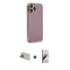 MARSİLYAN™- iPhone 13 Pro Max Kılıf Yankı Serisi - Siyah Bilvis 3D Mat Cam Ekran Koruyucu + Rose Gold Rainbow Kamera Lens Koruma Cam