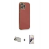 MARSİLYAN™- iPhone 13 Pro Max Kılıf Yankı Serisi - Siyah Bilvis 3D Mat Cam Ekran Koruyucu + Rose Gold Rainbow Kamera Lens Koruma Cam