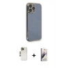 MARSİLYAN™- iPhone 13 Pro Max Kılıf Yankı Serisi - Siyah Bilvis 3D Mat Cam Ekran Koruyucu + Shine Kamera Lens - GD
