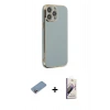 MARSİLYAN™- iPhone 13 Pro Max Kılıf Yankı Serisi - Siyah Bilvis 3D Mat Cam Ekran Koruyucu + Shine Kamera Lens Koruma Cam - PE