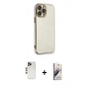 MARSİLYAN™- iPhone 13 Pro Max Kılıf Yankı Serisi - Siyah Bilvis 3D Mat Cam Ekran Koruyucu + Shine Kamera Lens - GD